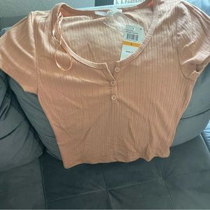 Hippie Rose peach Short Sleeve Rib Knit Baby Tee, size small